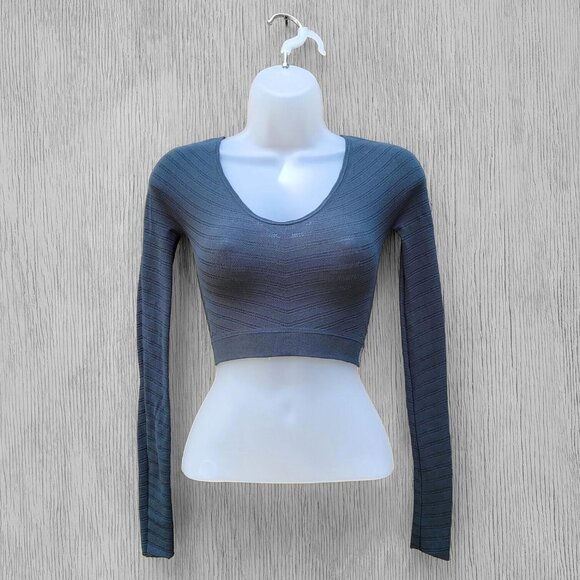 RARE Free People FP Movement Gone Adrift Long Sleeve Top Thundercloud Teal Sz XS - Picture 4 of 7